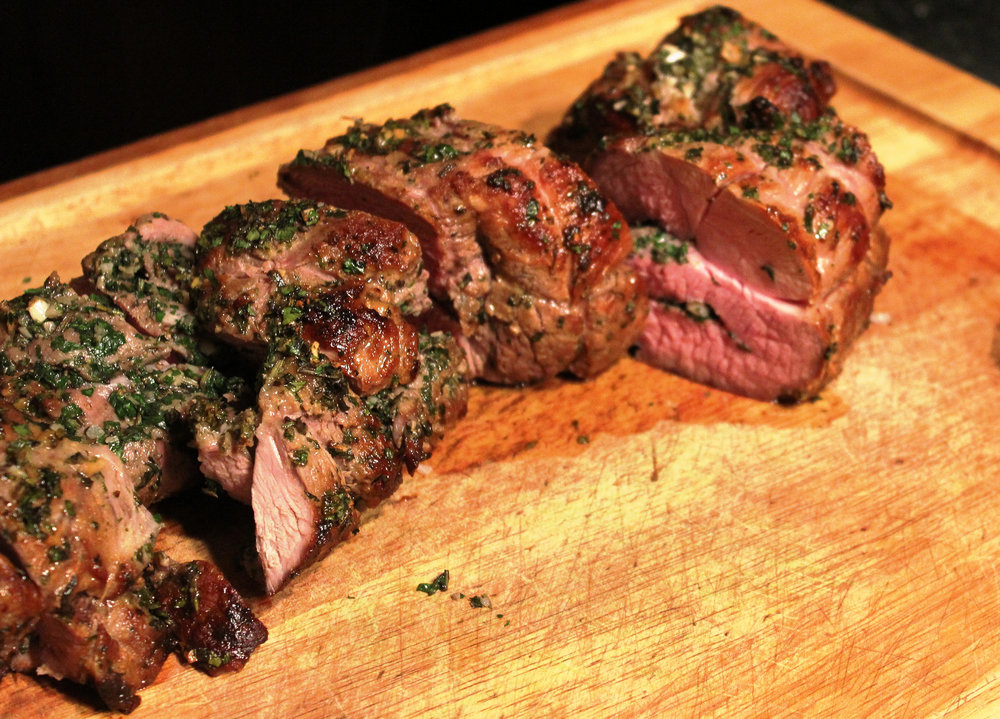 Herb-crusted lamb fillet