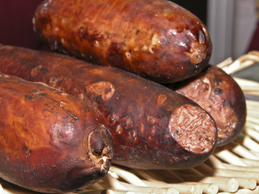 Andouille de Guémené rôtie et purée de pommes de terre