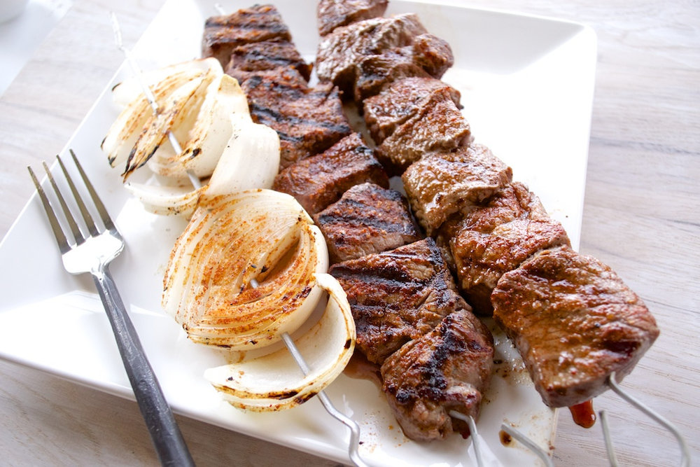 Brochetas de buey