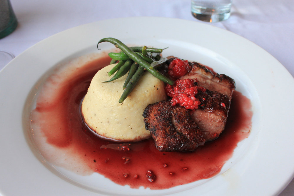 Duck breast with raspberries