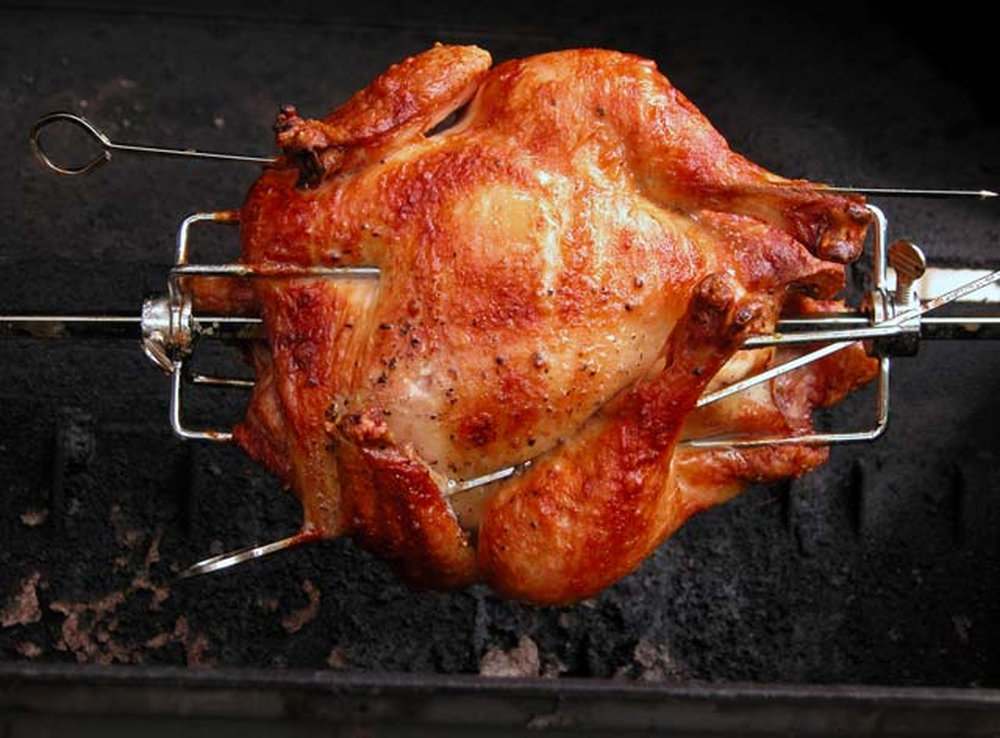 Coquelet rôti à la broche