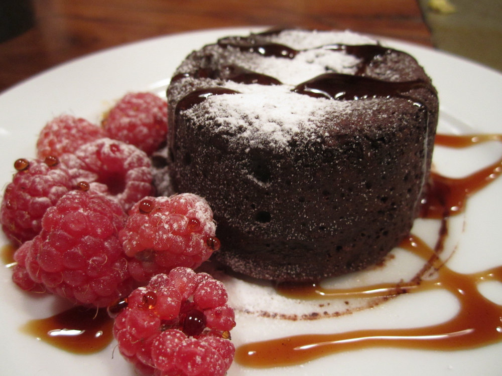 Mi-cuit au chocolat et à la framboise