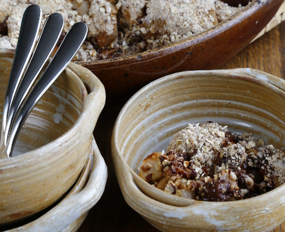 Crumble à la poire et au chocolat
