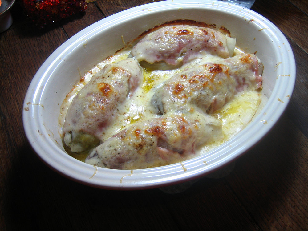 Baked endive with ham