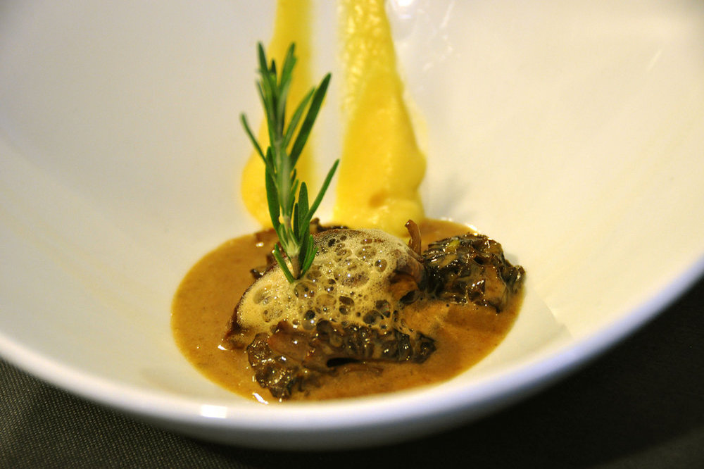 Foie gras de pato a la parrilla con colmenillas
