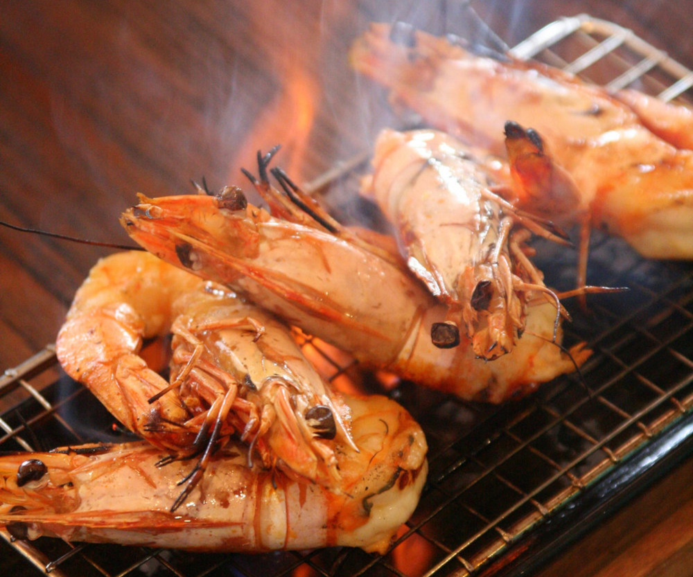 Gambas flameadas con Cognac