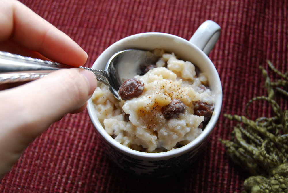 Rice pudding with dried fruit