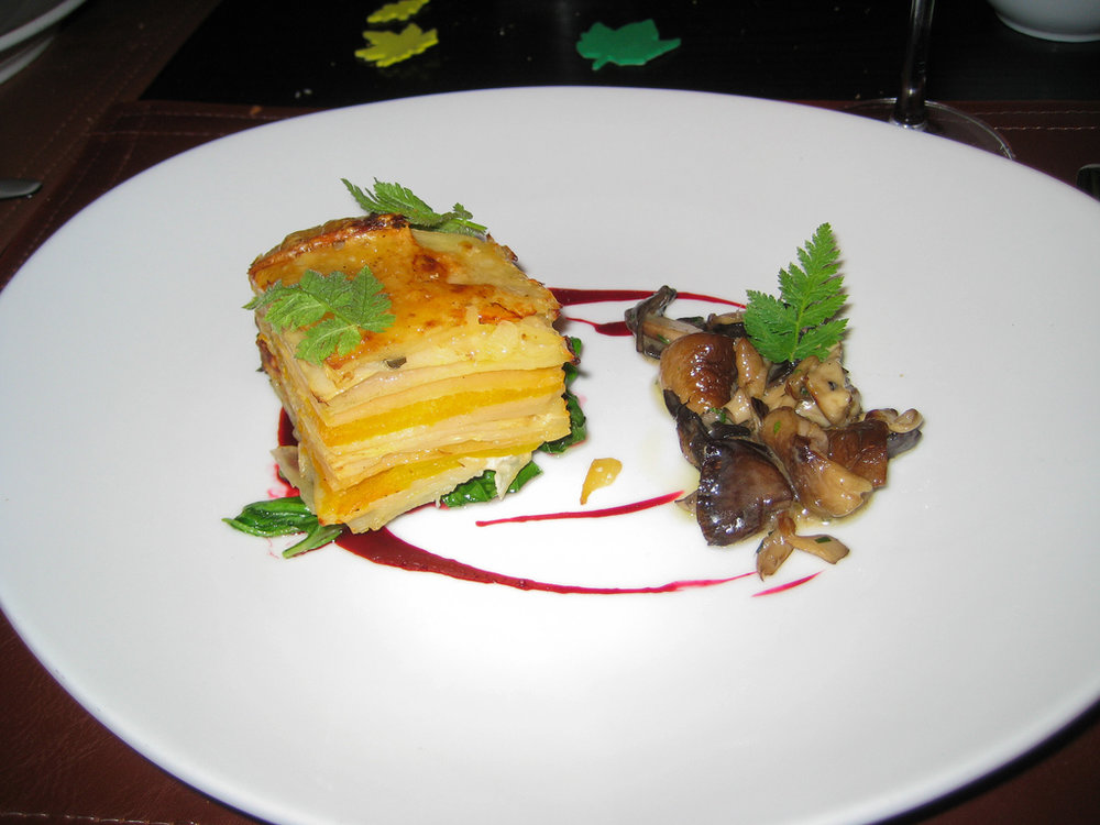 Gratinado de patatas con champiñones