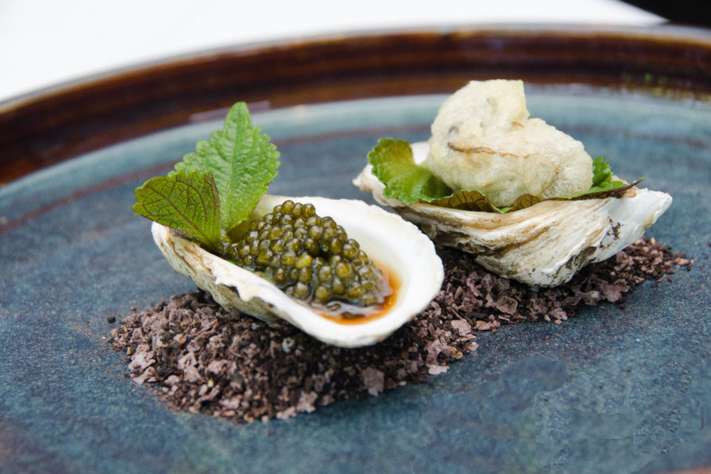 Fines de claire oyster with caviar