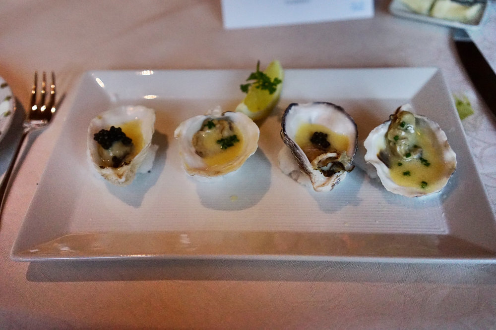 Oysters with caviar