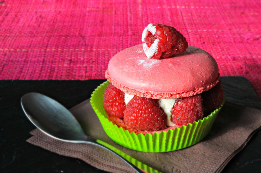 Raspberry macarons