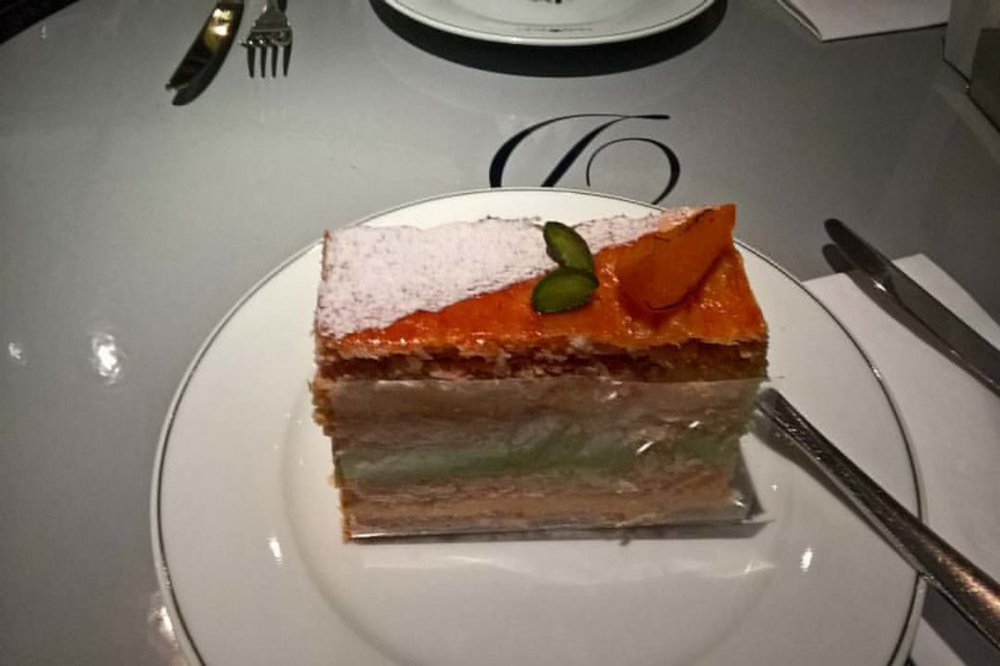 Apricot and pistachio mille-feuille