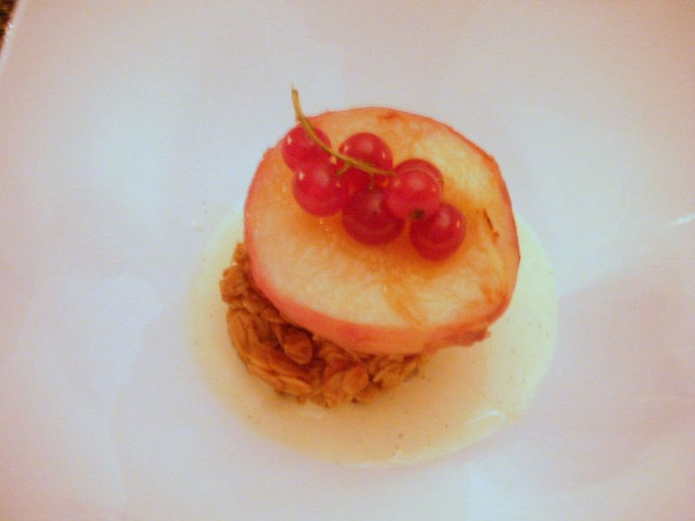 Roasted peaches in muscat dessert wine