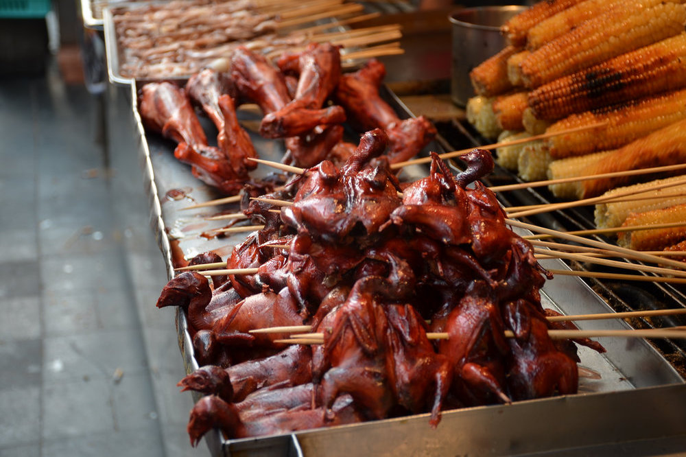 Spit roasted pigeon
