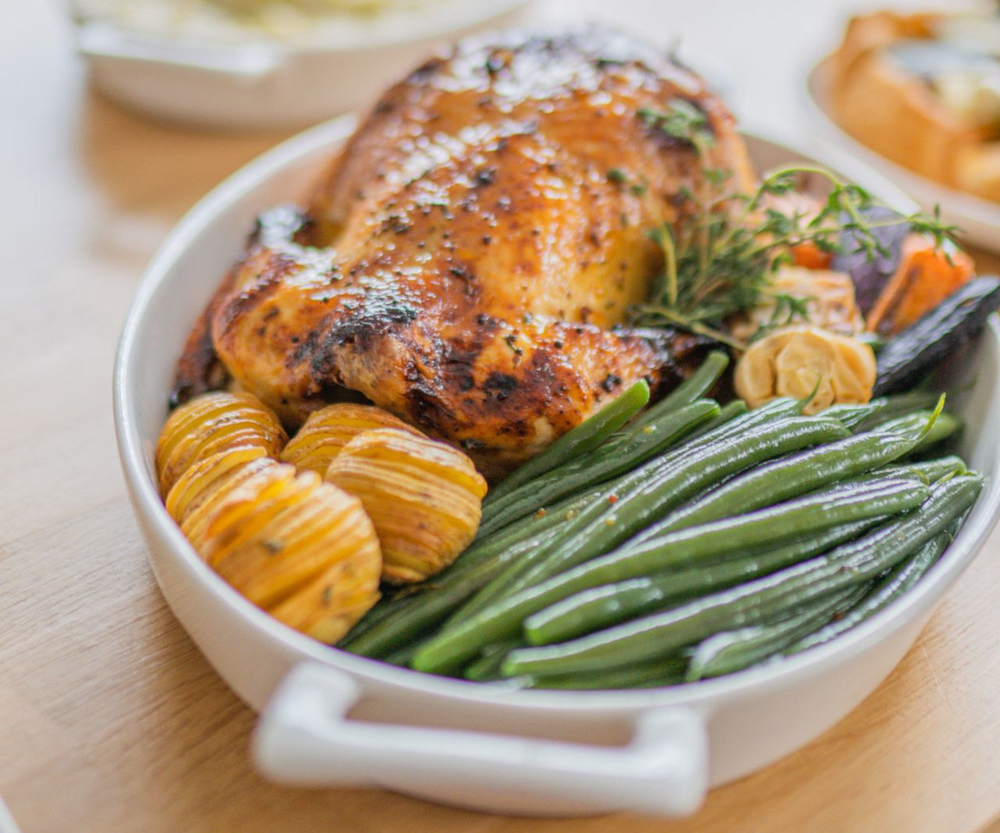 Casseroled fattened chicken