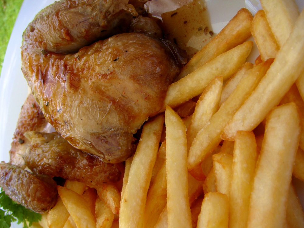 Poulet rôti frites