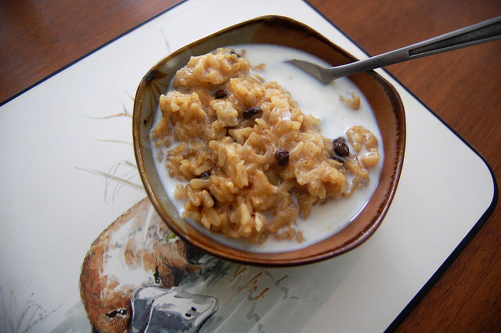 Arroz con leche con pasas