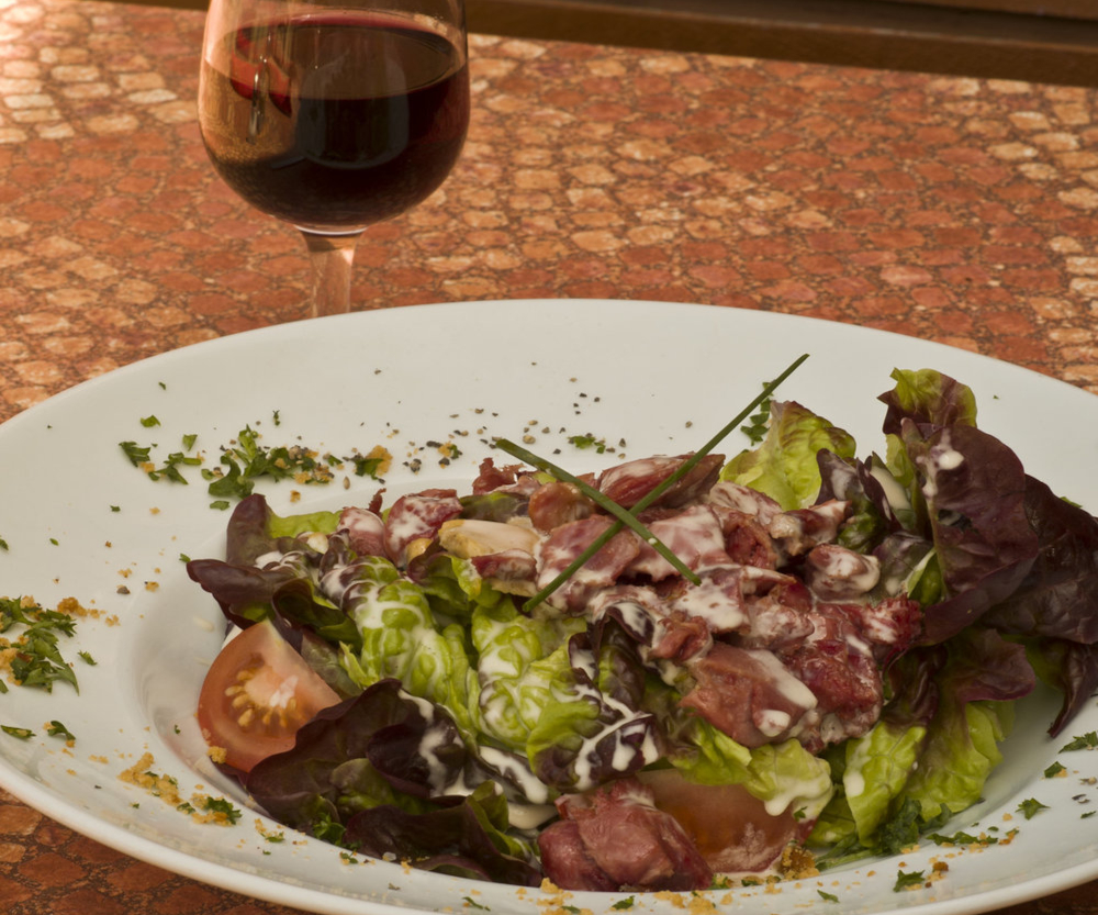 Duck gizzard salad