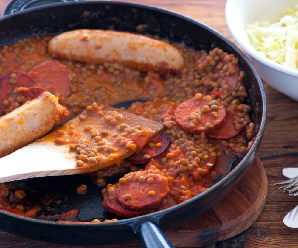 Saucisse aux lentilles