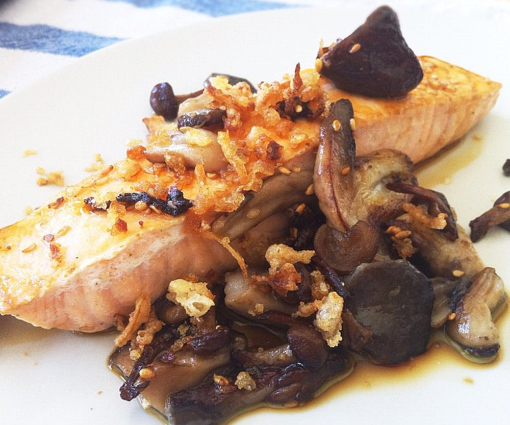 Pavé de saumon aux cèpes
