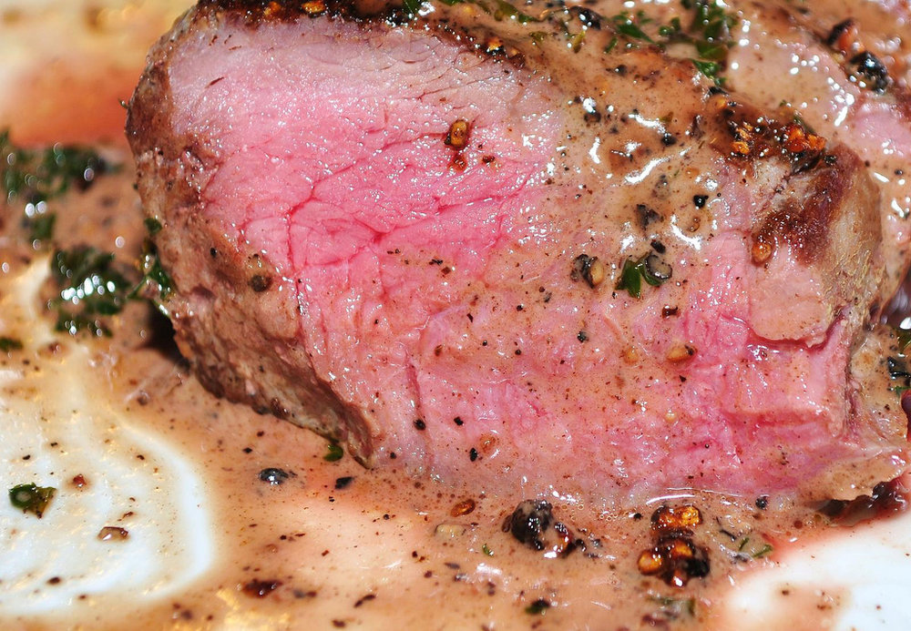 Steak au poivre vert