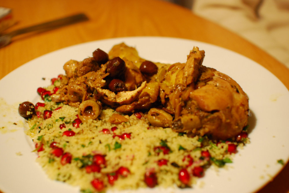 Chicken tajine with lemon confit and olives
