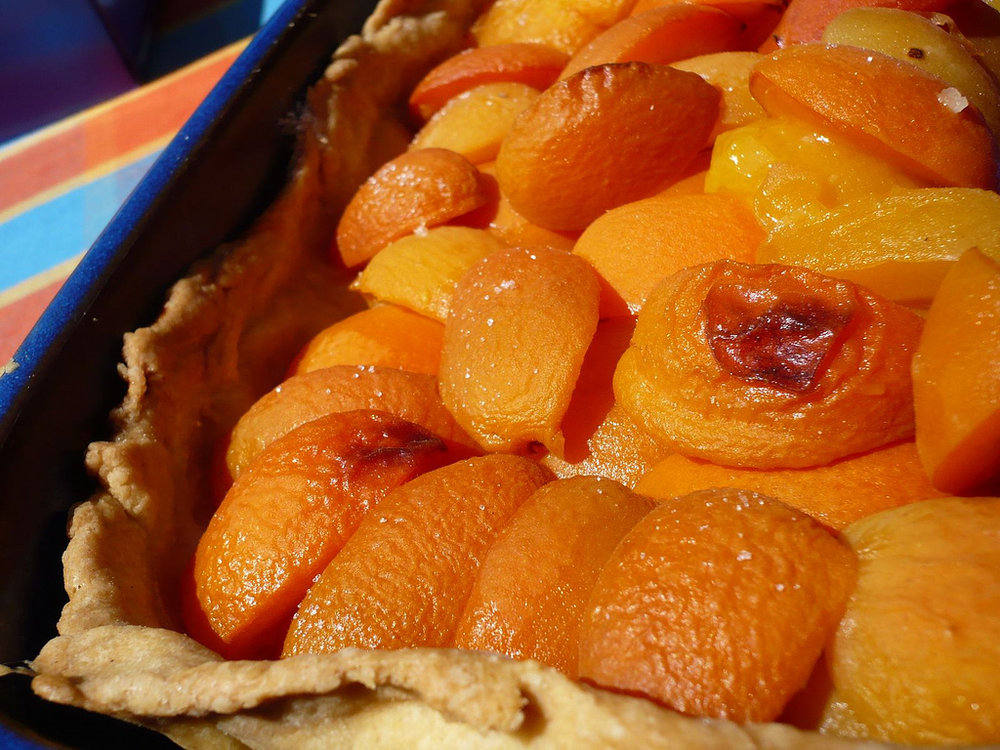 Apricot and rhubarb tart