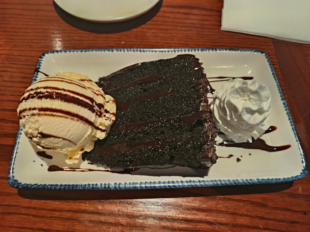 Bitter chocolate tart with vanilla ice cream