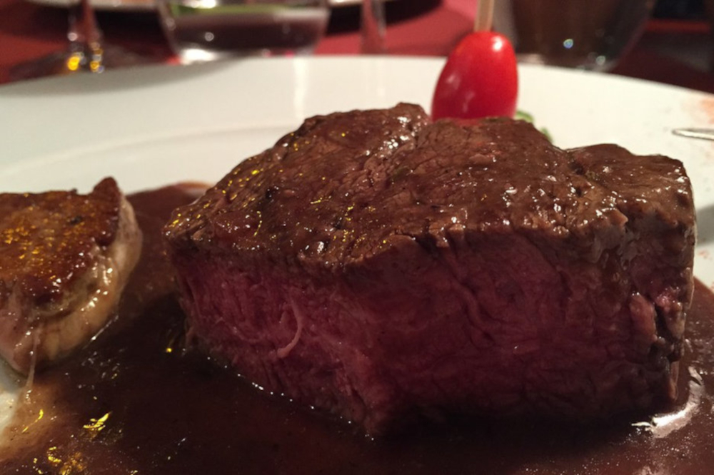 Beef tenderloin with duck foie gras and bordelaise sauce
