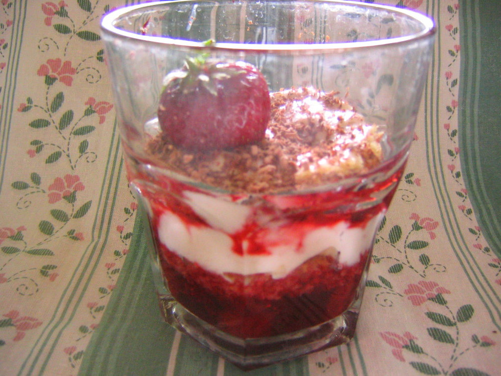 Trifle au fromage de chèvre et aux framboises