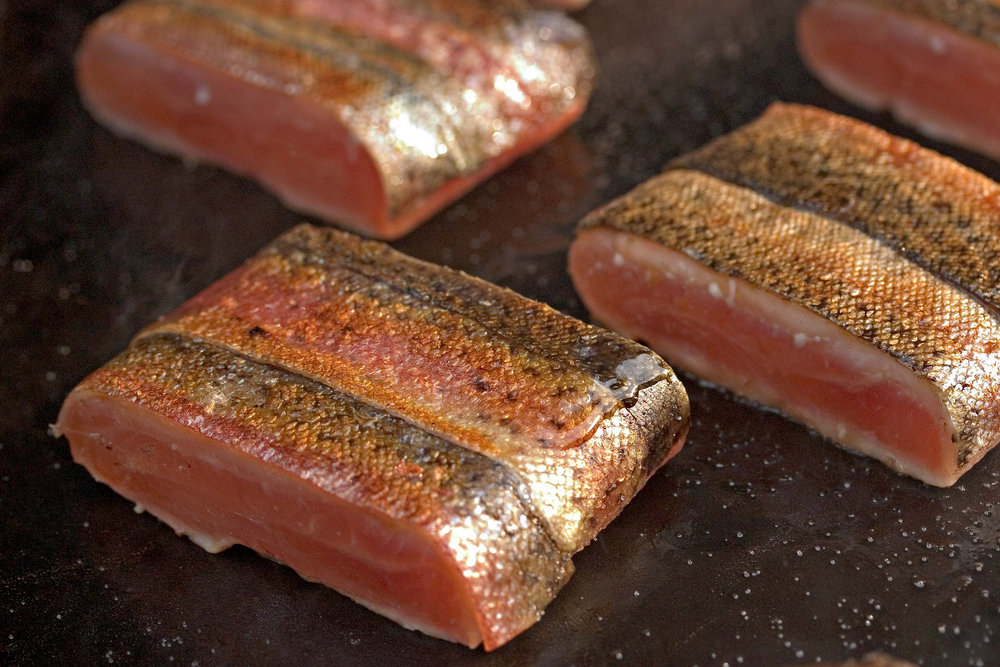 Smoked trout medallion and leek salad